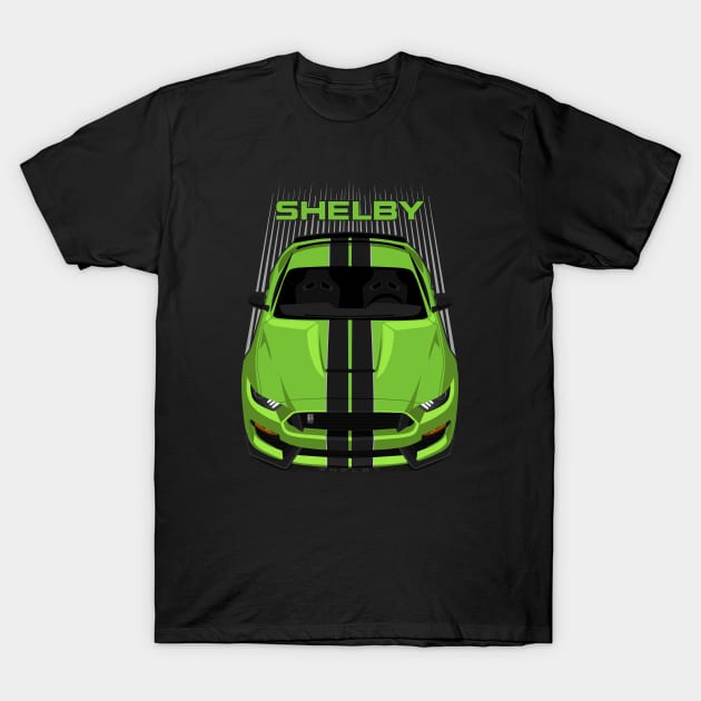 Ford Mustang Shelby GT350 2015 - 2020 - Grabber Lime - Black Stripes T-Shirt by V8social